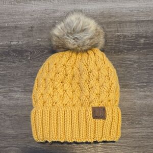 Cozy Knit Pom-Pom Beanie for Kids - Yellow